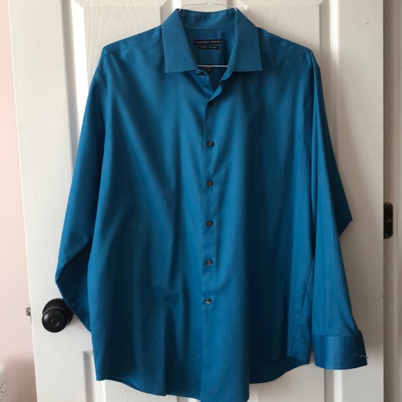 Geoffrey Beene Teal Fitted Button Down Shirt - Picture 5 of 7